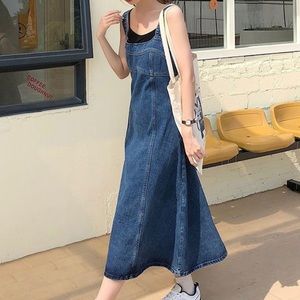 Denium Long Dress with Zipper on Back